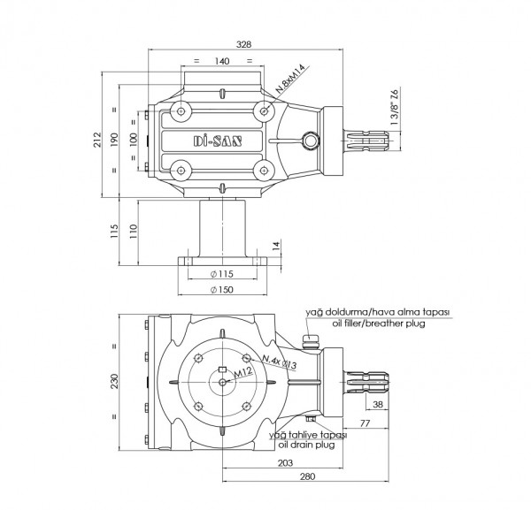 Post Hole Digger Technical Drawing
