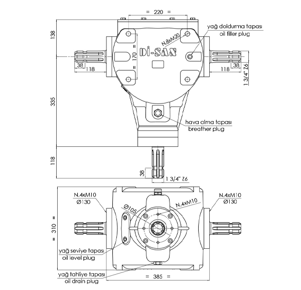 Folding Power Harrow Technical Drawing