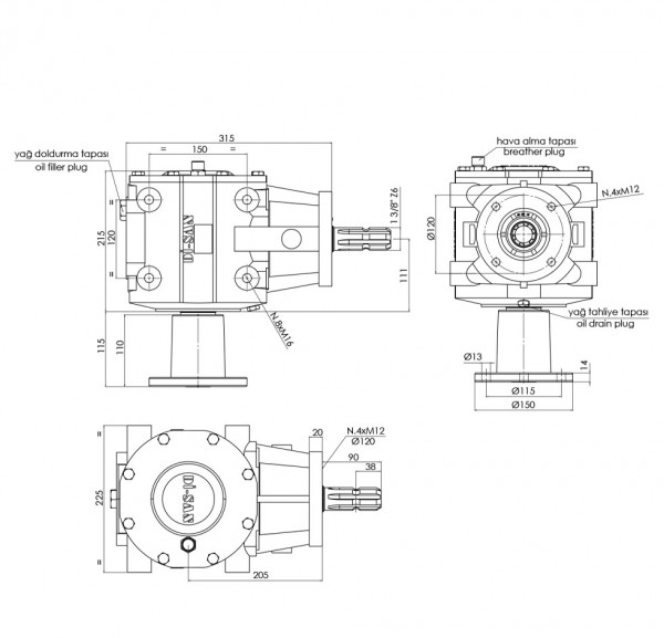 Post Hole Digger Technical Drawing