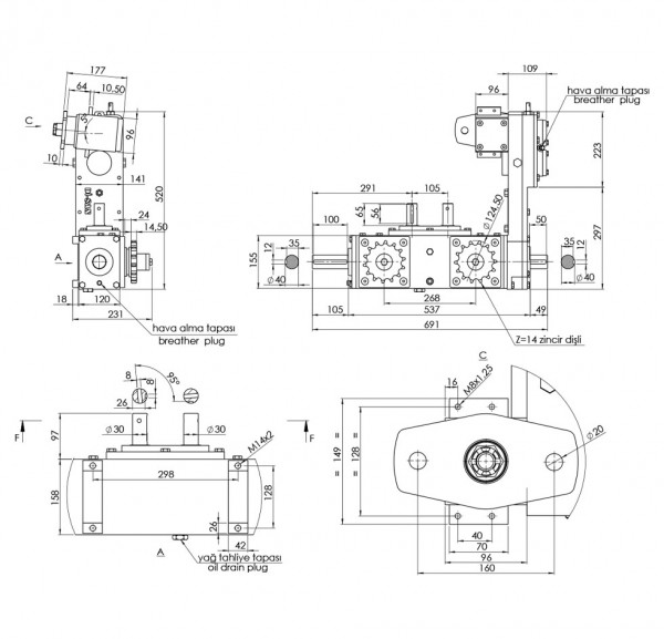 Corn Header Technical Drawing