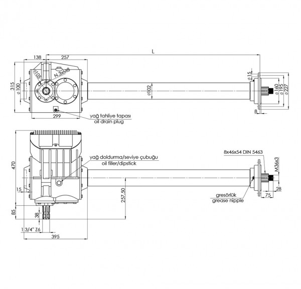 Rotary Tiller Technical Drawing